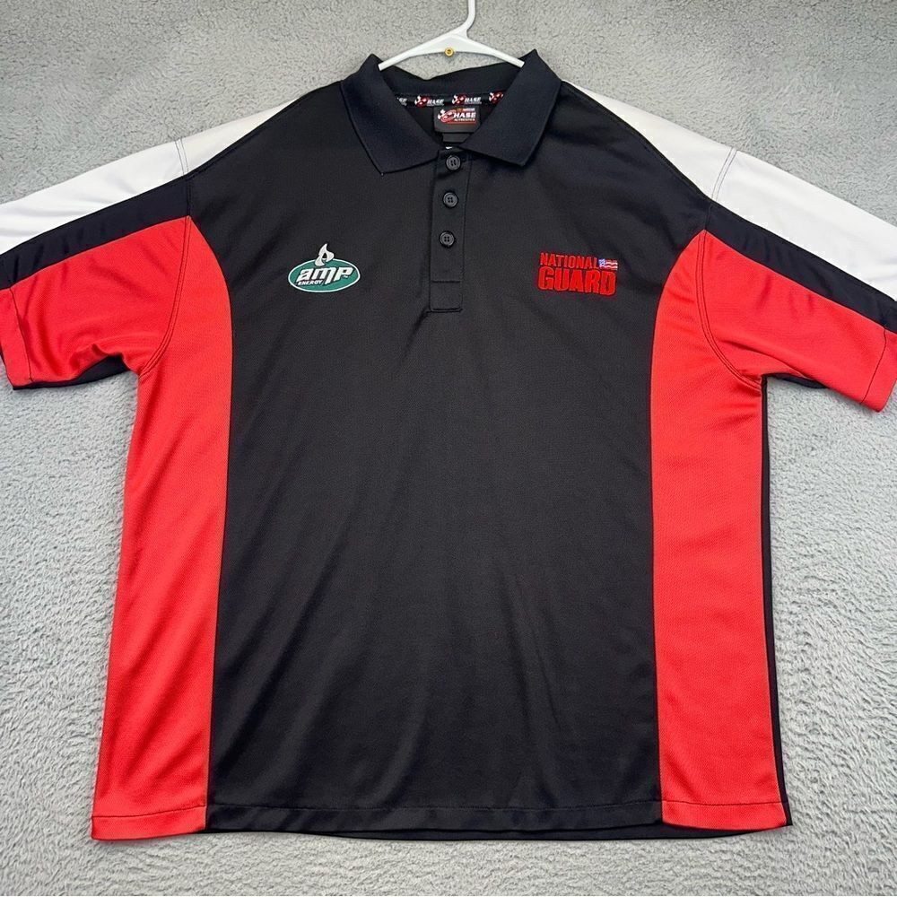Dale Earnhardt Jr Polo Shirt Mens XL Black Hendrick 88 Amp National Guard NASCAR